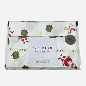 Rae Dunn Santa Claus Christmas Gifts North Pole Full Bedsheet Set Holiday Decor